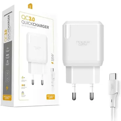 Powerway QCT30 18 Watt 3 Amper Type-C Kablolu Hızlı Şarj Aleti Seti resmi