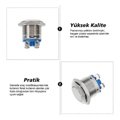 PowerMaster IC-182 D98 Metal 19Mm Düz Buton PBS28B-2 resmi