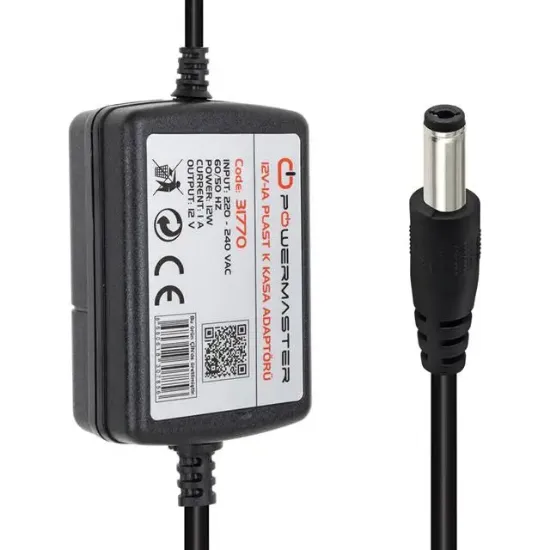 Powermaster PM-31770 12 Volt - 1 Amper - 12 Watt 5.5*2.5 Mm Uçlu İki Ucu Kablolu Masaüstü Adaptör resmi