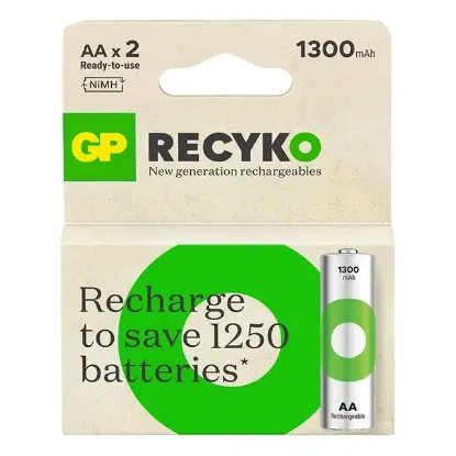 GP ReCyko 1300 mAh Ni-Mh 1.2 Volt AA Kalem Şarjlı Pil 2li Paket resmi