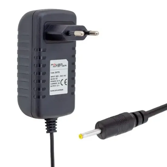 Powermaster PM-33779 5 Volt - 3 Amper 2.5*0.7 Mm Uçlu Plastik Kasa Priz Tipi Adaptör resmi