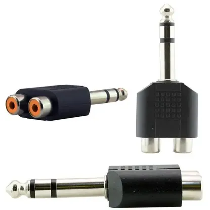 6.3 Mm Stereo Erkek - 2 Rca Dişi Çevirici Jack resmi