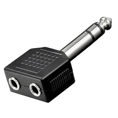 6.3 Mm Stereo Erkek - 3.5 Mm Stereo x 2 Dişi Çevirici Jack resmi