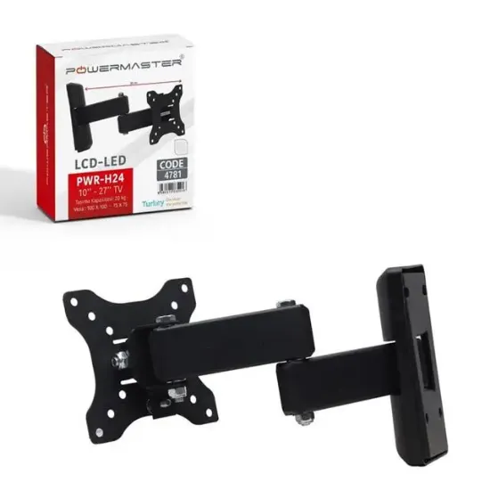 Powermaster PWR-H24 10''-27'' Çift Kollu Kilitli Hareketli TV Duvar Askı Aparatı resmi