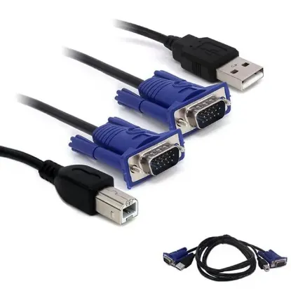 Powermaster Kwm Switch Kablo 1.5 Metre Vga Erkek-Erkek + Usb + Printer resmi