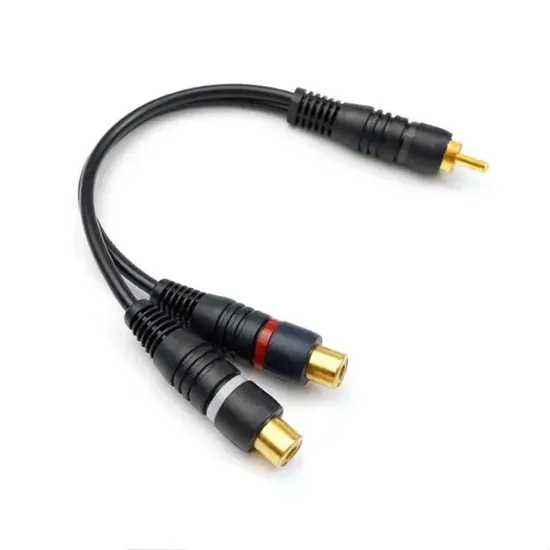 Powermaster PM-529 Siyah 1 RCA Erkek 2 RCA Dişi 25 Cm Anfi Y Kablo resmi