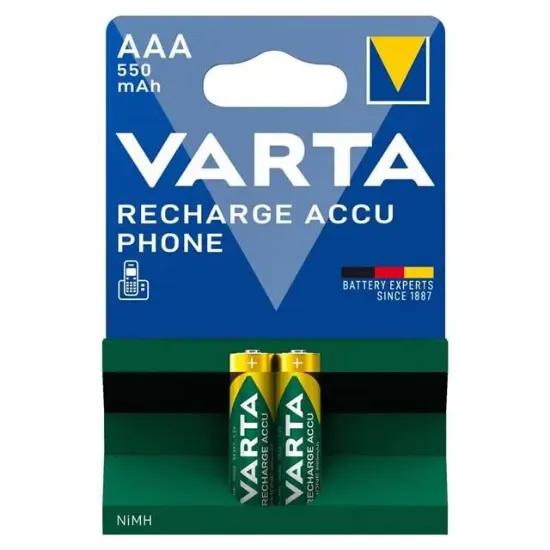 Varta Ni-Mh 1.2 Volt 550 mA HR03 AAA Şarjlı 2'li İnce Kalem Pil 56663 resmi