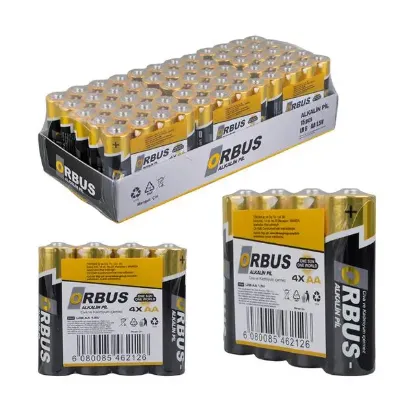 Orbus KLRORB-LR06-4B 1.5V AA 60 Adet 4'lü Paket Alkalin Kalem Pil resmi