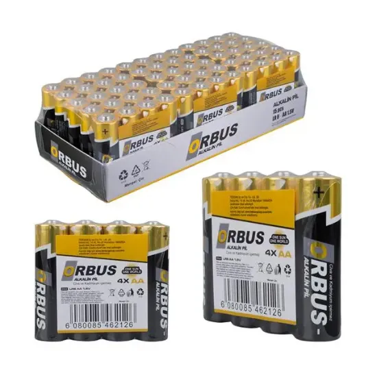 Orbus KLRORB-LR06-4B 1.5V AA 60 Adet 4'lü Paket Alkalin Kalem Pil resmi