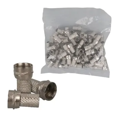 PowerMaster PM-683 F Konnektör RG6/U4 Uydu Anten Kablo Uyumlu Çevirmeli Vidalı Tip (100'lü Paket) resmi