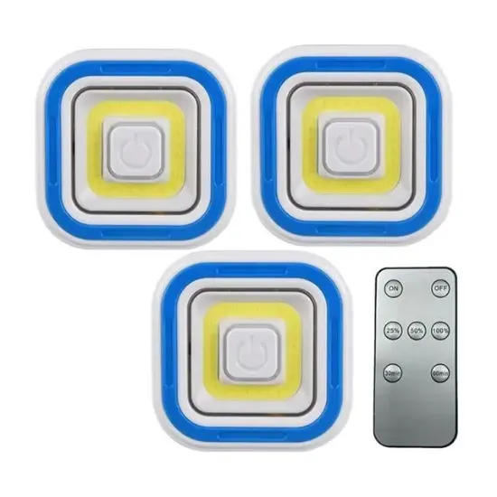 Powermaster PM-6936 Cob Ledli Pilli Uzaktan Kumandalı Üçlü Lamba resmi