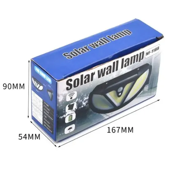 Powermaster MX-118B Cob Ledli Hareket Sensörlü Üç Modlu Solar Duvar Lambası resmi