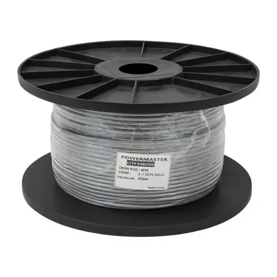 Powermaster 2+1 Gri 0.22 Mm CCTV Kamera Kablosu 250 Metre resmi