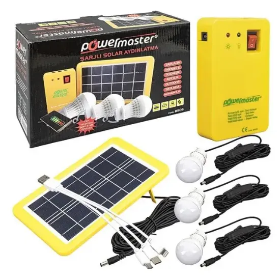 Powermaster Solar Aydınlatma Seti Çok Uçlu 3 Ampullü resmi