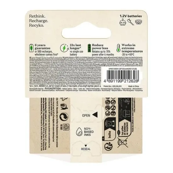 Gp Recyko 950 Mah R03 AAA Şarjlı 2'li Pil resmi