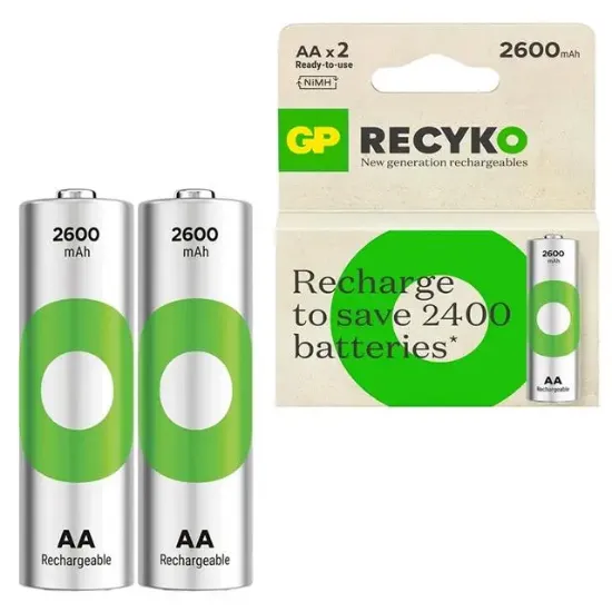 GP ReCyko 2600 mAh Şarjlı Ni-MH AA Kalem Pil 2li Paket resmi