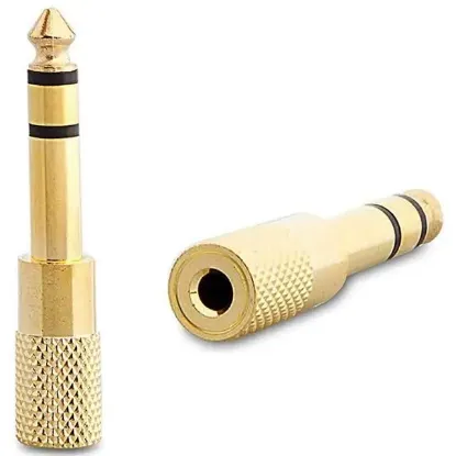 6.3 Mm Stereo Erkek-3.5 Mm Stereo Dişi Sarı Metal Gold Jack Fiş Çevirici resmi