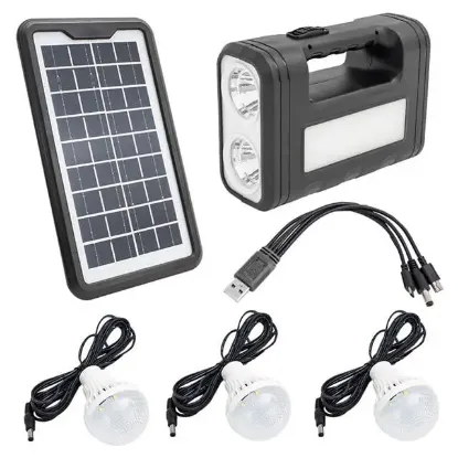 Powermaster GD-8017S Solar Panelli 3 Ampullü Solar Aydınlatma Sistemi resmi