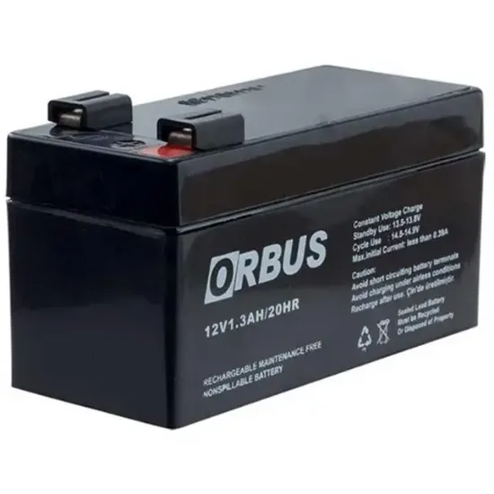 Orbus 12 Volt 1.3 Amper Kuru Akü ORB12-1.3 (96x42x52 Mm) resmi