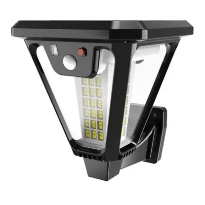 Powermaster HS-V83 Solar Panelli 3 Modlu Kumandalı Hareket Sensörlü 100 SMD Ledli Şarjlı Duvar ve Bahçe Lambası resmi
