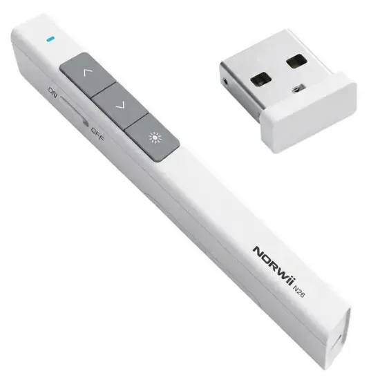 Norwii N26 2.4Ghz USB Kablosuz Profesyonel Sunum Kumandası (100M Kırmızı Lazer Menzil) resmi