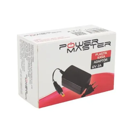 Powermaster PM-1765 12 Volt - 2 Amper 5.5*2.5 Mm Uçlu Plastik Kasa Masaüstü Adaptör resmi