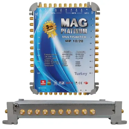 MAG Platinum MP 10/20 Multiswitch - 10 Giriş 20 Çıkışlı Merkezi Uydu Santrali Hybrid 4K ve 3D Destekli resmi