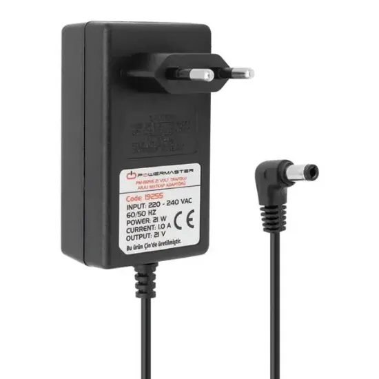 Powermaster PM-19255 21 Volt - 1 Amper - 21 Watt 5.5*2.5 Mm L Uçlu Şarjlı Matkap Adaptörü resmi