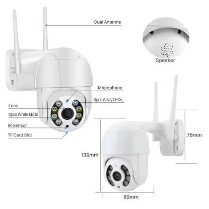 PowerMaster 2mp 3.6mm 1080P Wifi Speed Dome PTZ Kamera Poe + 12V resmi