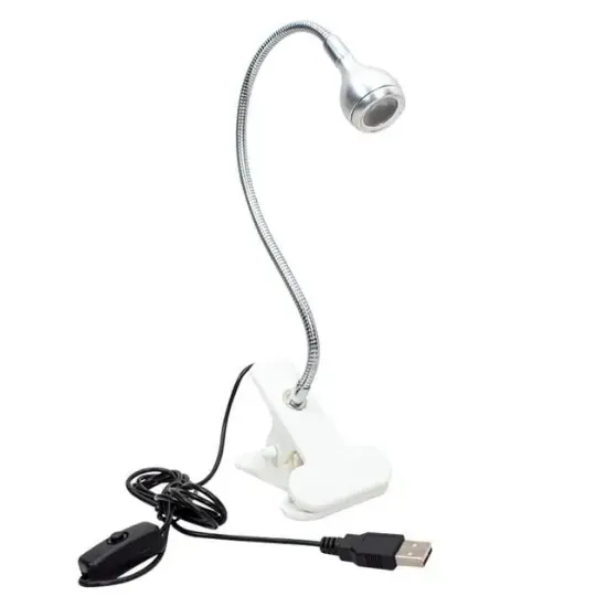 PowerMaster PM-20042 COB LED Akrobat Mandallı USB 6500K Beyaz Masa Lambası resmi