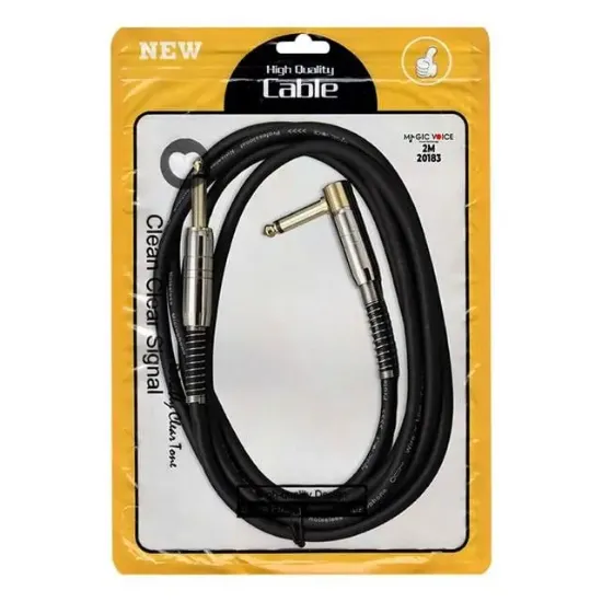 MagicVoice LD377 2 Metre 6.35mm Mono Erkek Jak (TS) L Tipi Ses Kablosu Metal Jack resmi