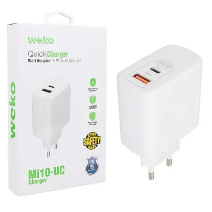 Weko WK-21446 S11-UC 25 Watt 3.0 Amper Type-C + USB Telefon Şarj Başlık Adaptörü resmi