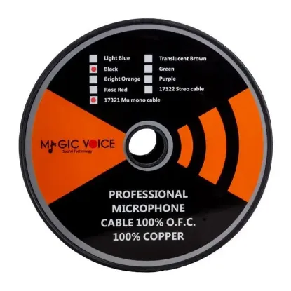 MagicVoice B96 Profesyonel Tek Damarlı Blendajlı Enstrüman Mikrofon Kablosu Mono 100 Metre (Siyah) resmi