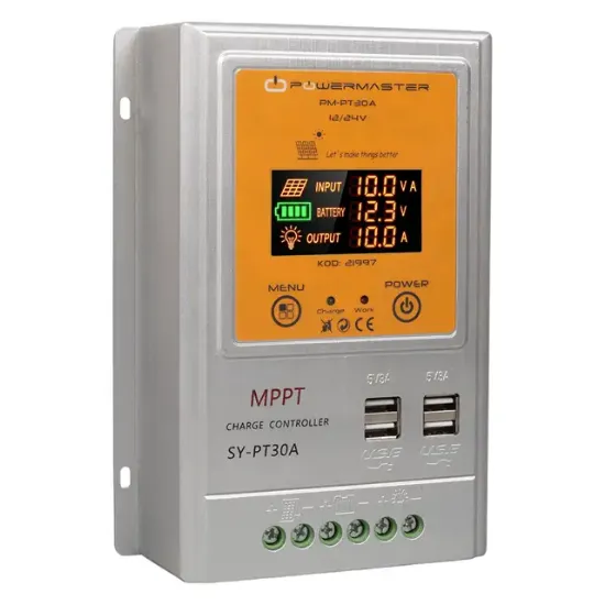 Powermaster PM-PT30A 12V-24V 30 Amper MPPT 4 USB'li Dijital Alüminyum Kasa Solar Şarj Regülatörü resmi
