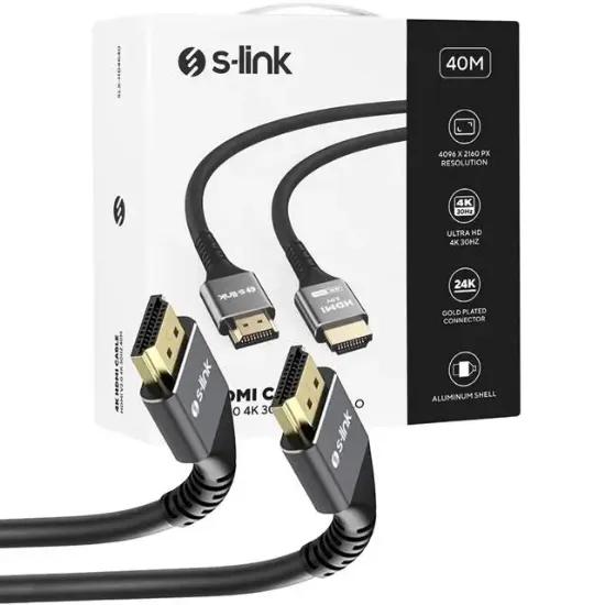 S-Link SLX-HD4K40 V2.0 4K 30Hz 19+1 Metal 40 Metre HDMI Kablosu resmi