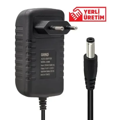 Weko 14.4 Volt - 2 Amper 5.5*2.5 Uçlu Kırmızı Yeşil Ledli Yerli Üretim Akü Şarj Cihazı resmi