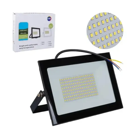 Powermaster PM-22572 100 Watt - 220 Volt 6500K IP66 150* Işık Açısı Siyah Slim Kasa Beyaz Led Projektör resmi