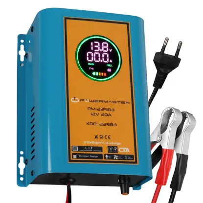 Powermaster PM-22983 12 Volt 20 Amper Dijital Ekranlı Akıllı Akü Şarj Cihazı resmi