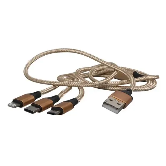 PowerMaster PM-2368 Micro USB - Type-C - Lightning Şarj Ve Data Kablosu 2.1 Amper 110Cm Örgülü resmi