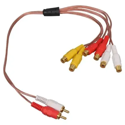 Powermaster PM-24208 2 RCA Erkek - 6 RCA Dişi Ses Çoklayıcı Kablo 40cm Zırhlı Dağıtıcı resmi