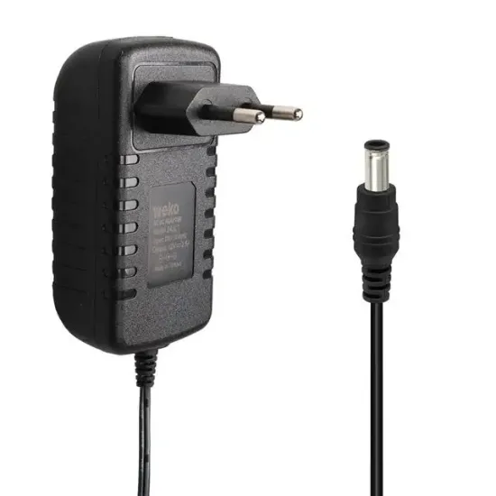 Weko WK-24327 12 Volt - 2.5 Amper 5.5*2.5 Uçlu Yerli Üretim Plastik Kasa Priz Tipi Adaptör resmi