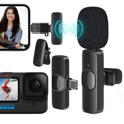MagicVoice K8 Kablosuz Type-C Vlogger Yaka Mikrofonu (Android, GoPro, Osmo Action, iPhone, iPad) resmi