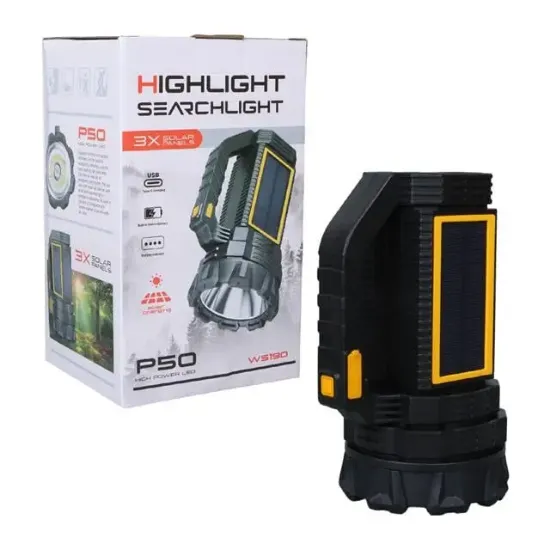 Powermaster W5190 Solar Şarjlı El Feneri Uzun Mesafe Işıldak resmi