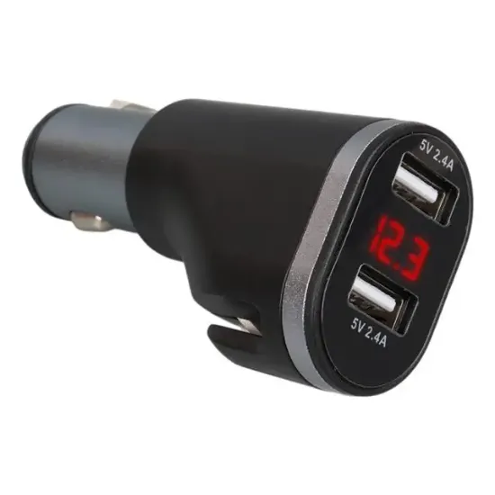 Olesson 1648 12-24V Çift USB Girişli 5V-2.4A Dijital Voltaj Ekranlı Araç Çakmaklık Şarj Aleti resmi
