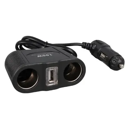 Olesson 1645 12-24V Tek USB Girişli 100W 70cm Kablolu 2'li Araç Çakmak Çoklayıcı resmi