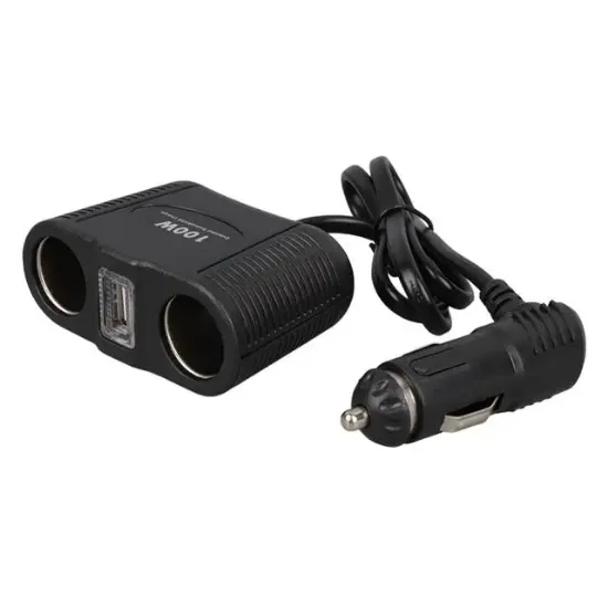 Olesson 1645 12-24V Tek USB Girişli 100W 70cm Kablolu 2'li Araç Çakmak Çoklayıcı resmi