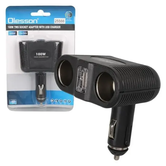 Olesson 1646 12-24V Tek USB Girişli 100W Çiftli Araç Çakmak Çoklayıcı resmi