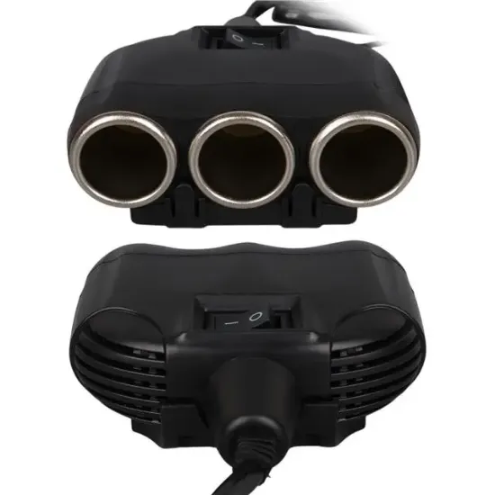 Olesson 1634 12-24V Tek USB Girişli 120W 80cm Kablolu Dijital Voltaj Ekranlı 3'lü Araç Çakmak Çoklayıcı resmi