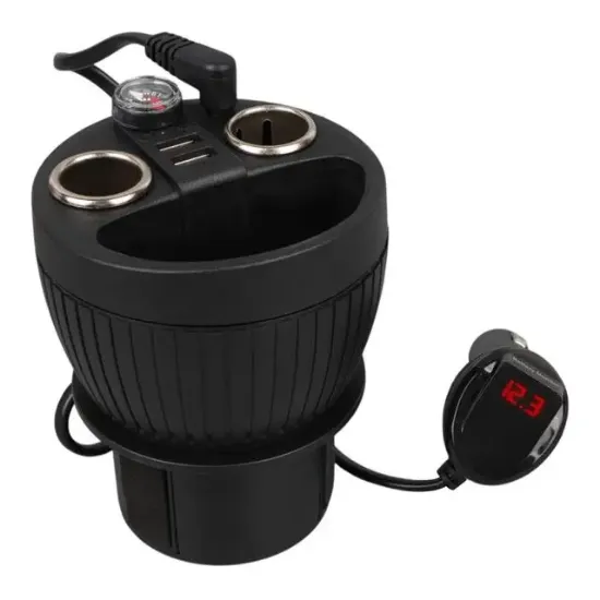 Olesson 1640 12-24V Çift USB Girişli 120W 80cm Kablolu Dijital Voltaj Ekranlı 2'li Araç Çakmak Çoklayıcı resmi