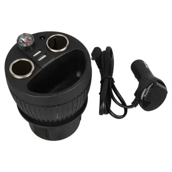 Olesson 1640 12-24V Çift USB Girişli 120W 80cm Kablolu Dijital Voltaj Ekranlı 2'li Araç Çakmak Çoklayıcı resmi